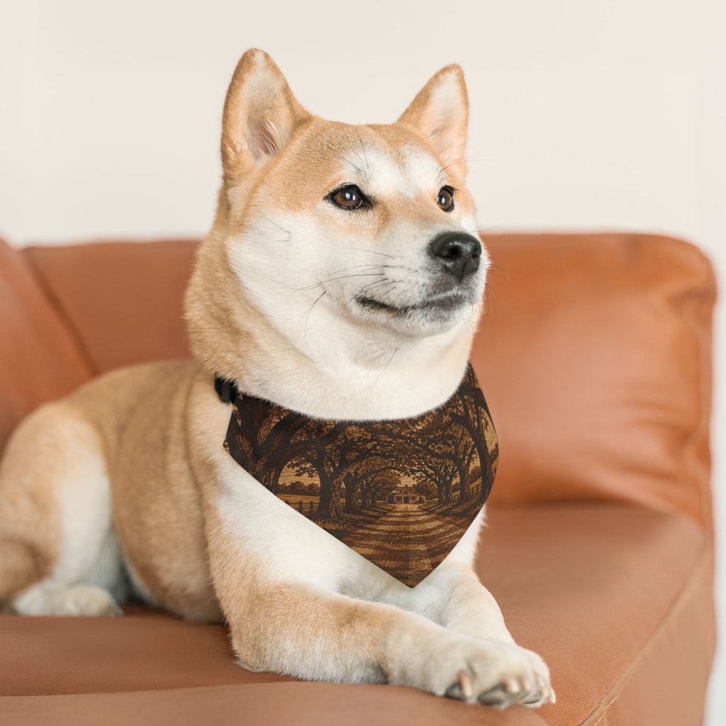 Dog Bandana Collar – Marquetry Live-Oak Lane | Machine-Washable, S–XL