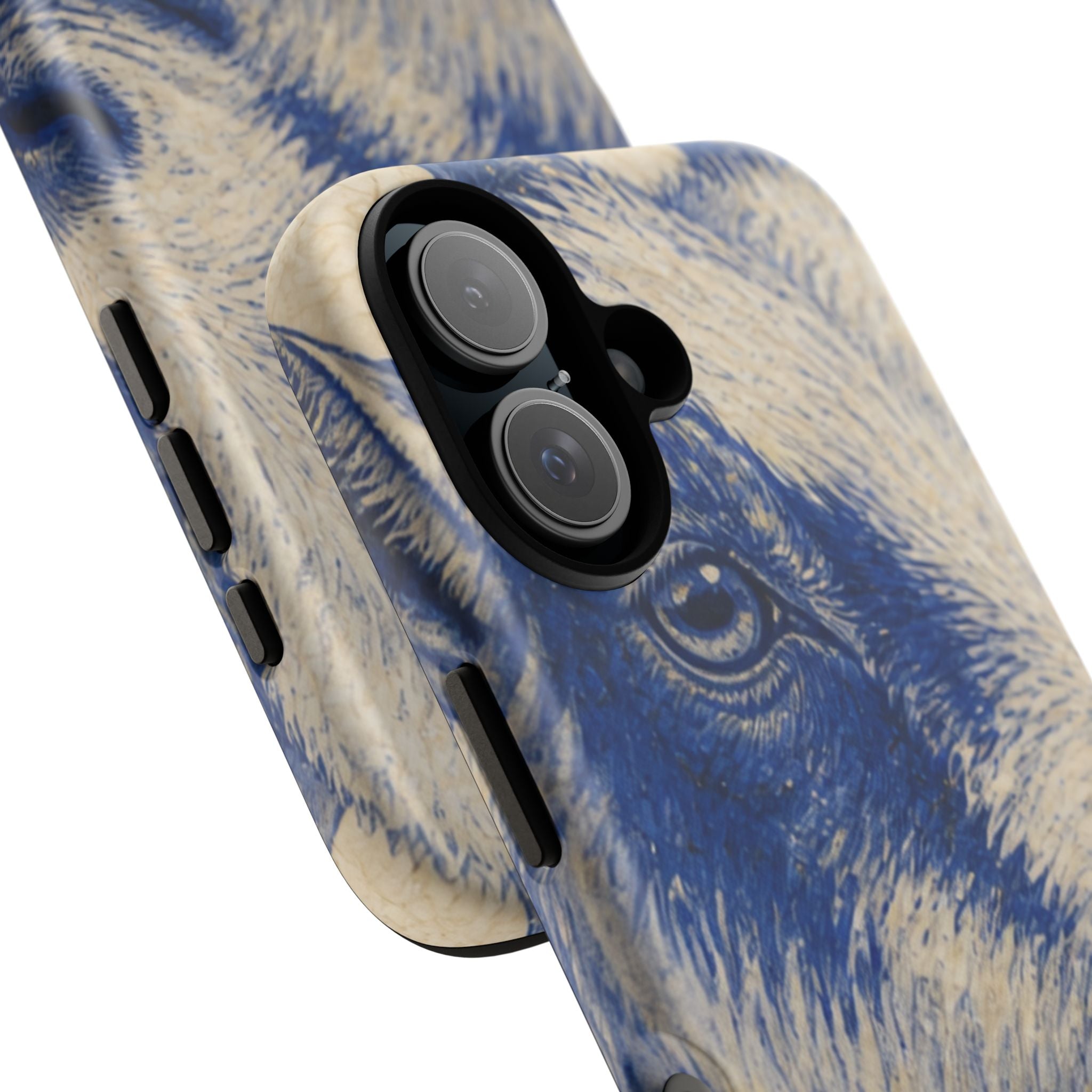 Goat iPhone Case – Pygmy Goat - Cobalt Transferware Portrait | Tough Dual-Layer Case, iPhone 11–17
