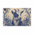 Goat iPad Case – Pygmy Goat - Cobalt Transferware Portrait | Vegan Leather Folio with Card Pockets, All iPad Models