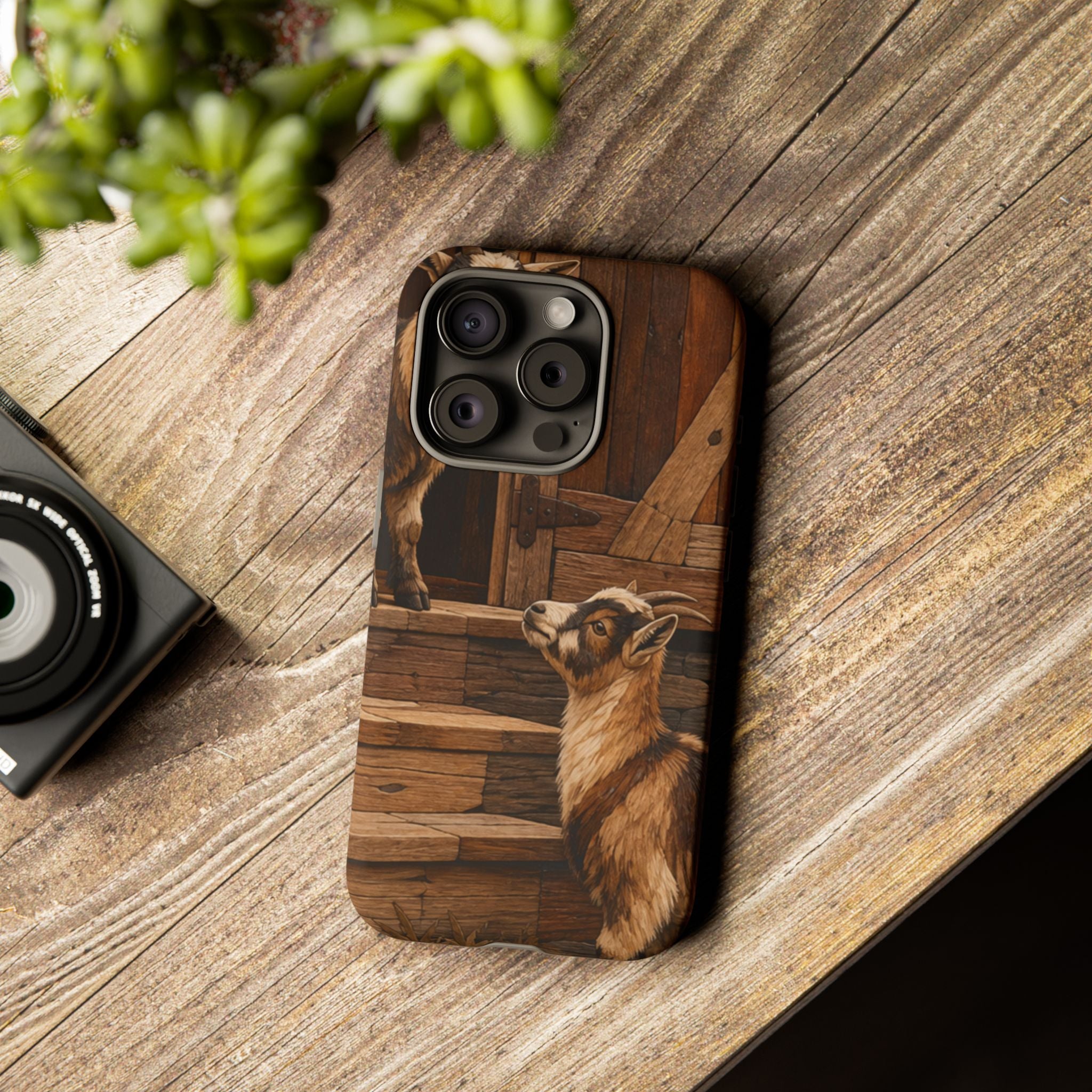 Goat iPhone Case – Pygmy Goats - Marquetry Barn Steps | Tough Dual-Layer Case, iPhone 11–17