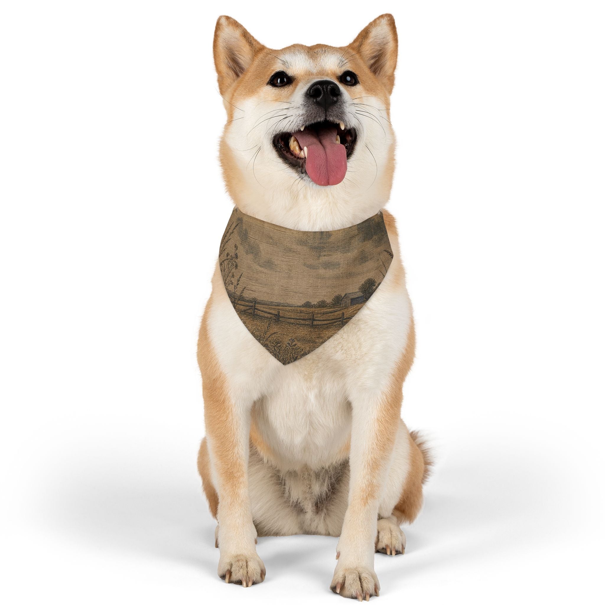 Dog Bandana Collar – Linen Field & Barn | Machine-Washable, S–XL