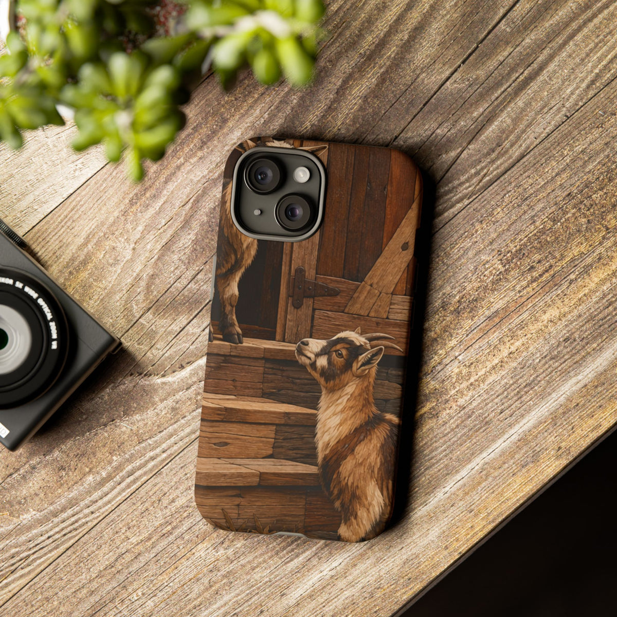 Goat iPhone Case – Pygmy Goats - Marquetry Barn Steps | Tough Dual-Layer Case, iPhone 11–17
