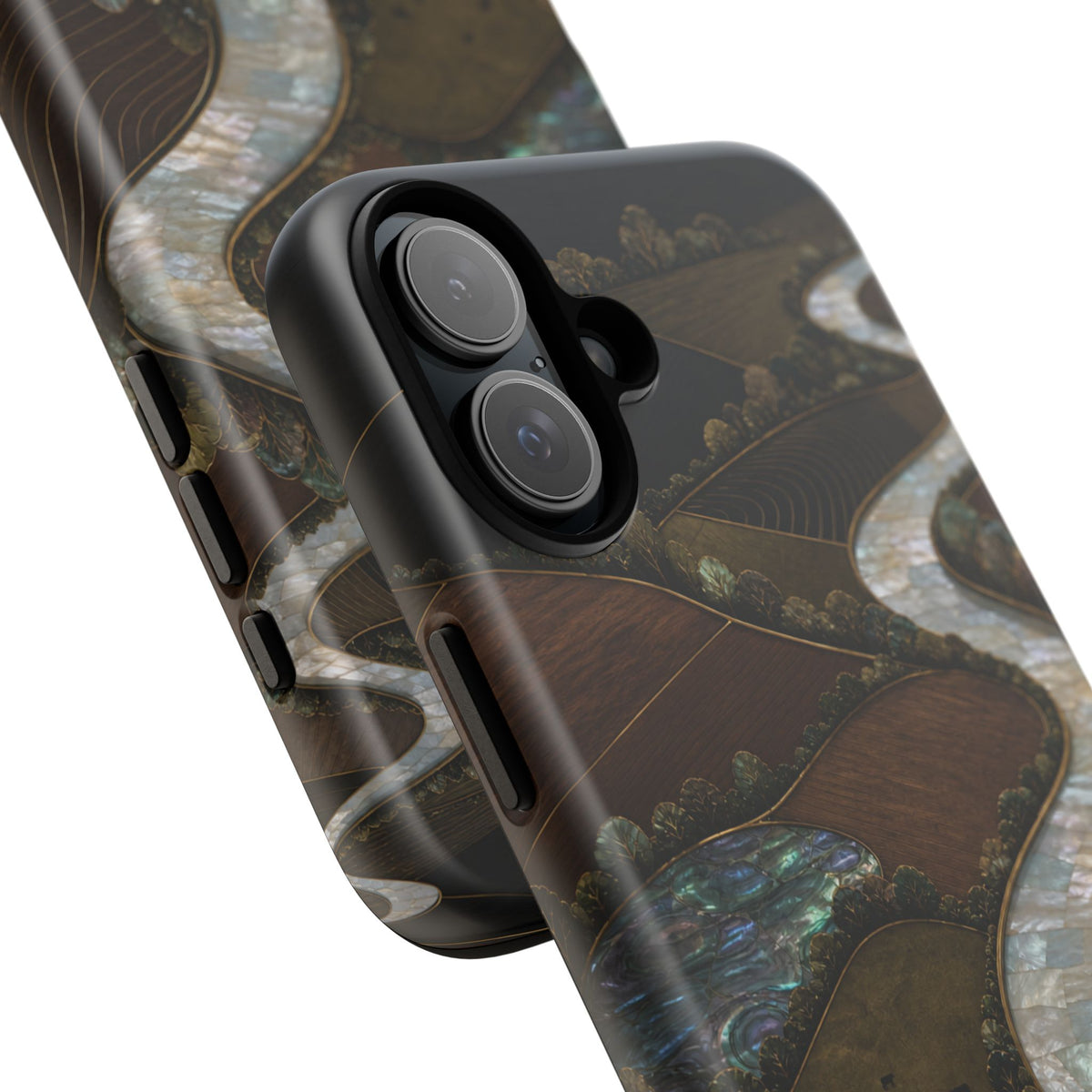 iPhone Case – River Fields Mother of Pearl | Tough Dual-Layer Case, iPhone 11–17