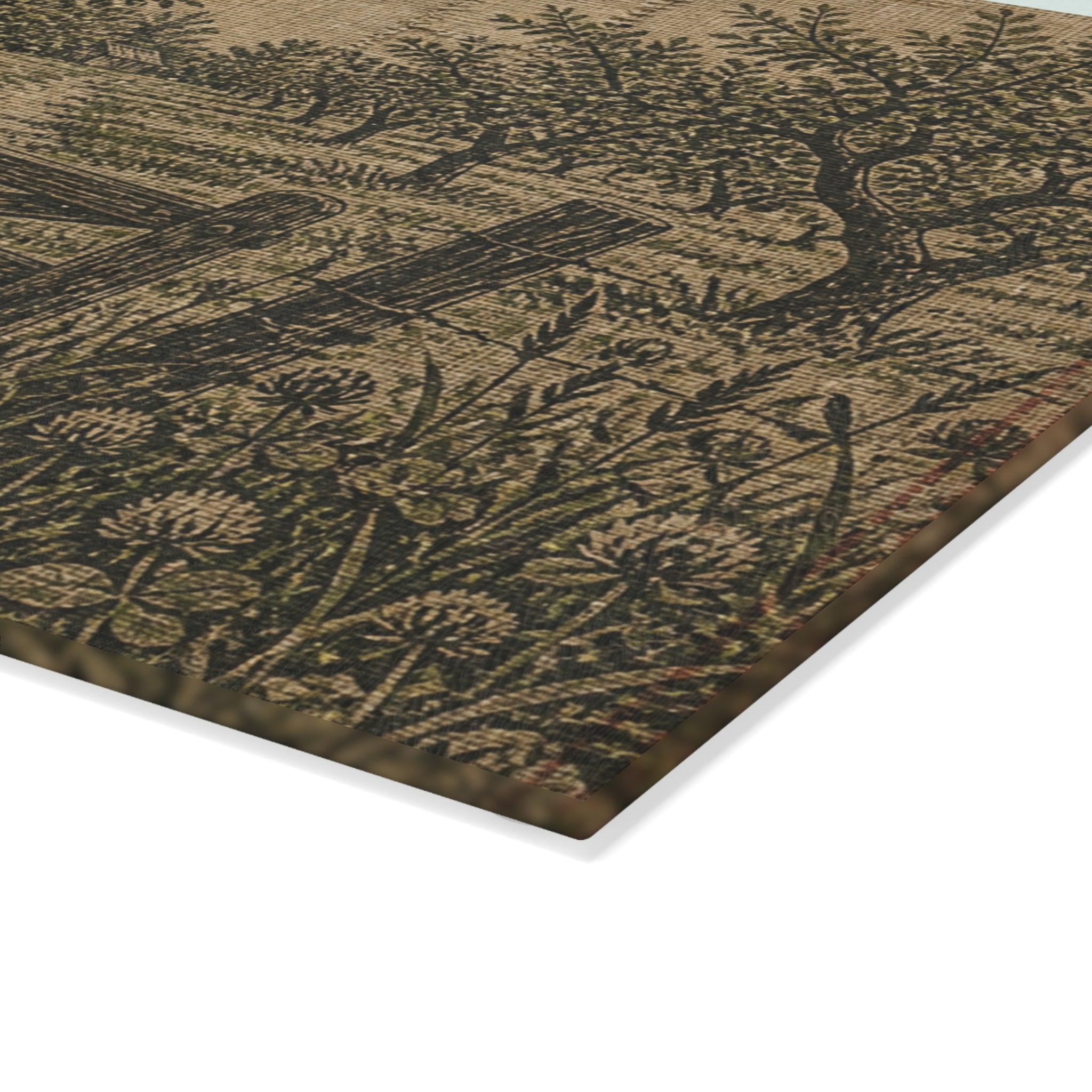 Glass Cutting Board – Grain-Sack Orchard Gate | Tempered Glass Charcuterie & Serving Board
