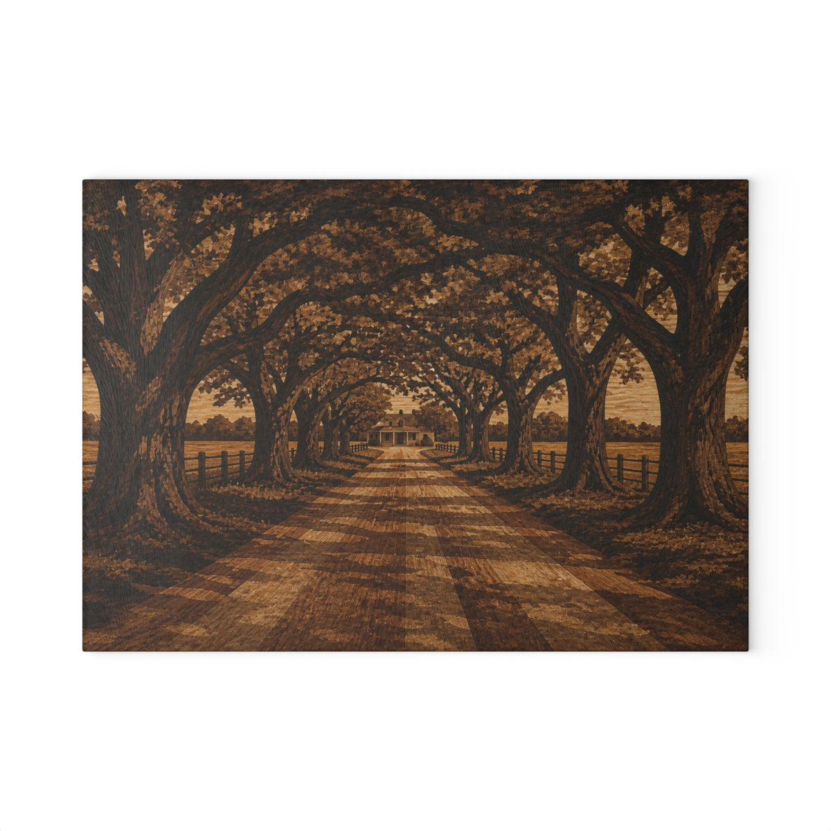 Glass Cutting Board – Marquetry Live-Oak Lane | Tempered Glass Charcuterie & Serving Board