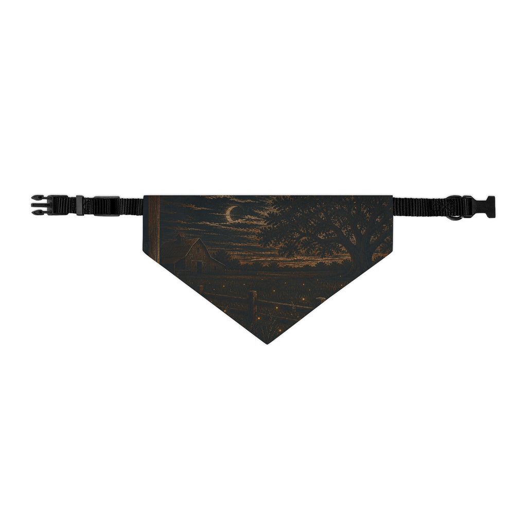 Firefly Dog Bandana Collar – Night Linocut Fireflies | Machine-Washable, S–XL