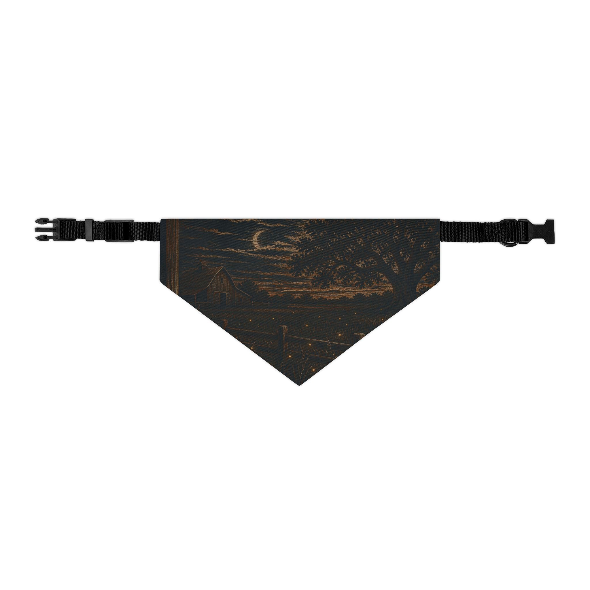 Firefly Dog Bandana Collar – Night Linocut Fireflies | Machine-Washable, S–XL