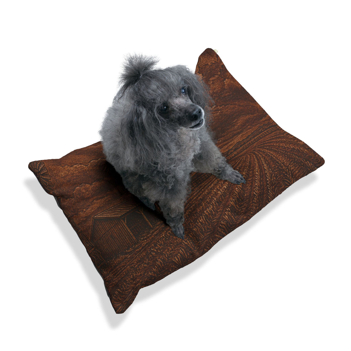 Windmill Washable Dog Bed – Embossed Leather Windmill | Soft Fleece Pet Bed, 3 Sizes
