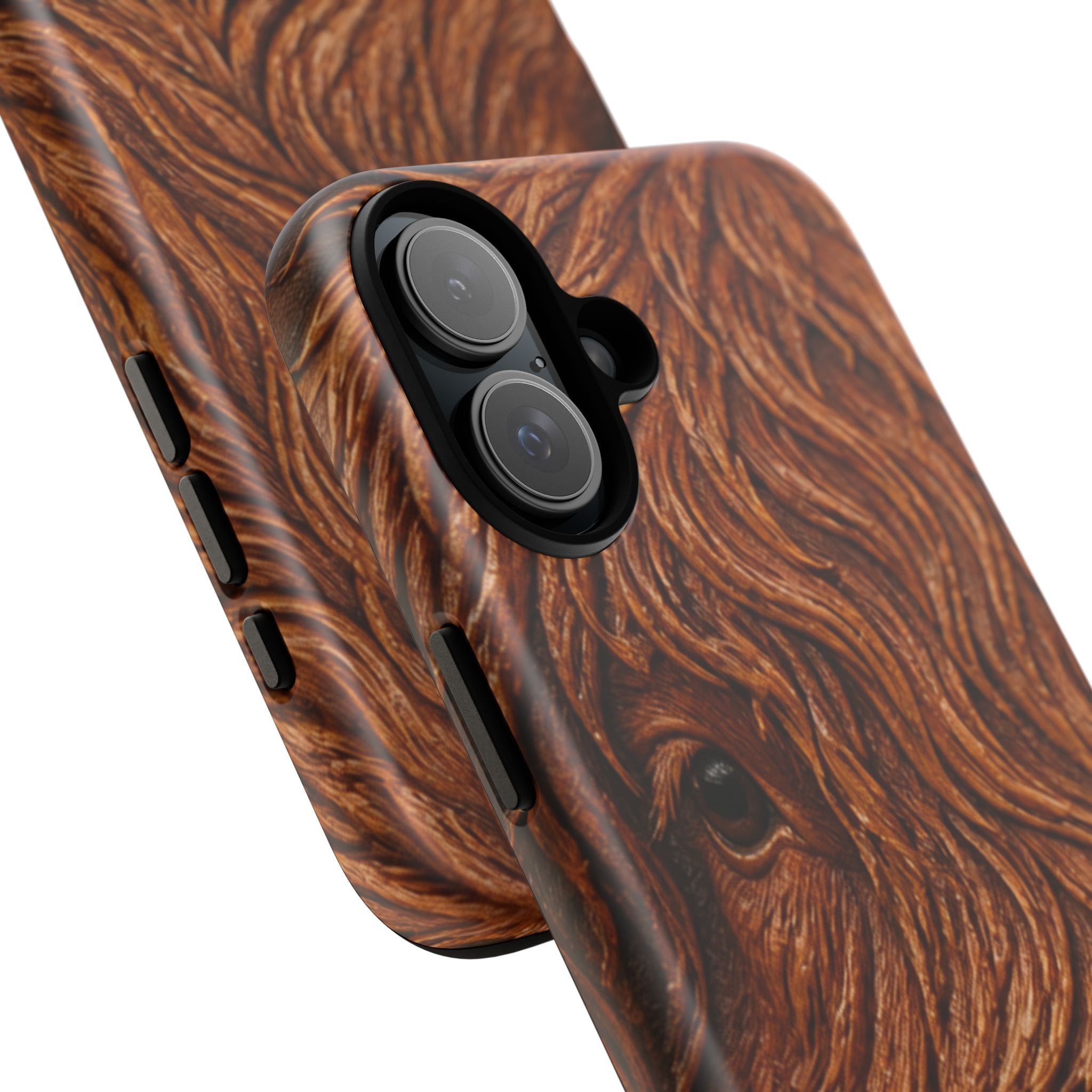 Highland Cow iPhone Case – Mini Highland - Tooled Leather Portrait | Tough Dual-Layer Case, iPhone 11–17