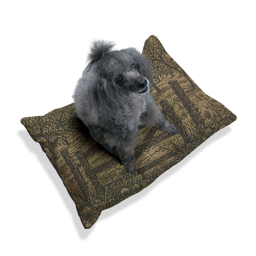Washable Dog Bed – Grain-Sack Orchard Gate | Soft Fleece Pet Bed, 3 Sizes