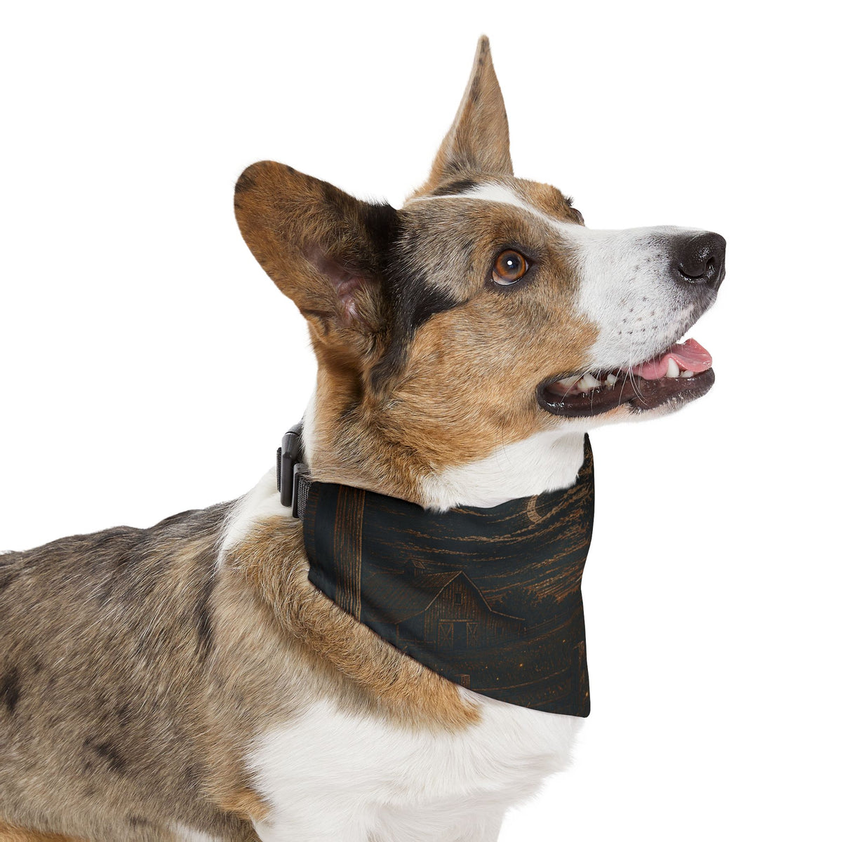 Firefly Dog Bandana Collar – Night Linocut Fireflies | Machine-Washable, S–XL