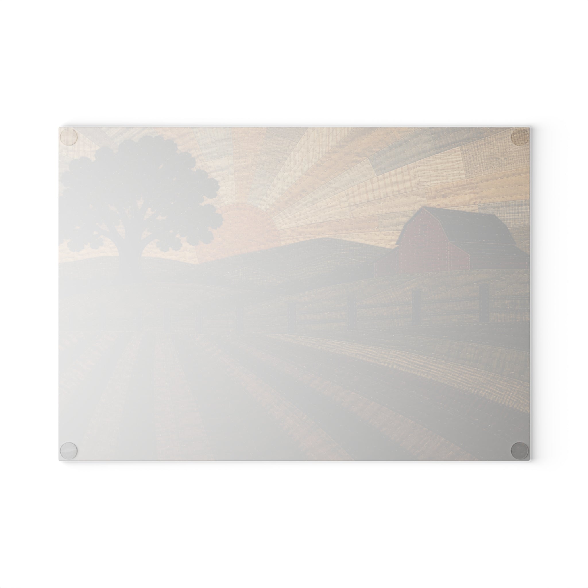 Glass Cutting Board – Quilted Pasture Sunset | Tempered Glass Charcuterie & Serving Board