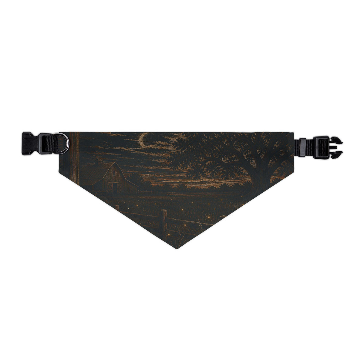 Firefly Dog Bandana Collar – Night Linocut Fireflies | Machine-Washable, S–XL