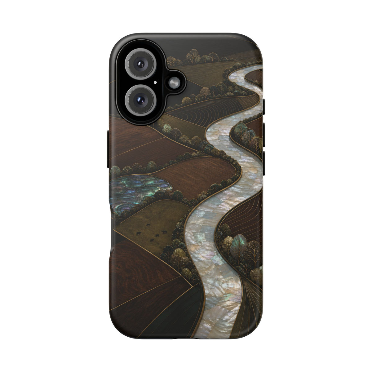iPhone Case – River Fields Mother of Pearl | Tough Dual-Layer Case, iPhone 11–17