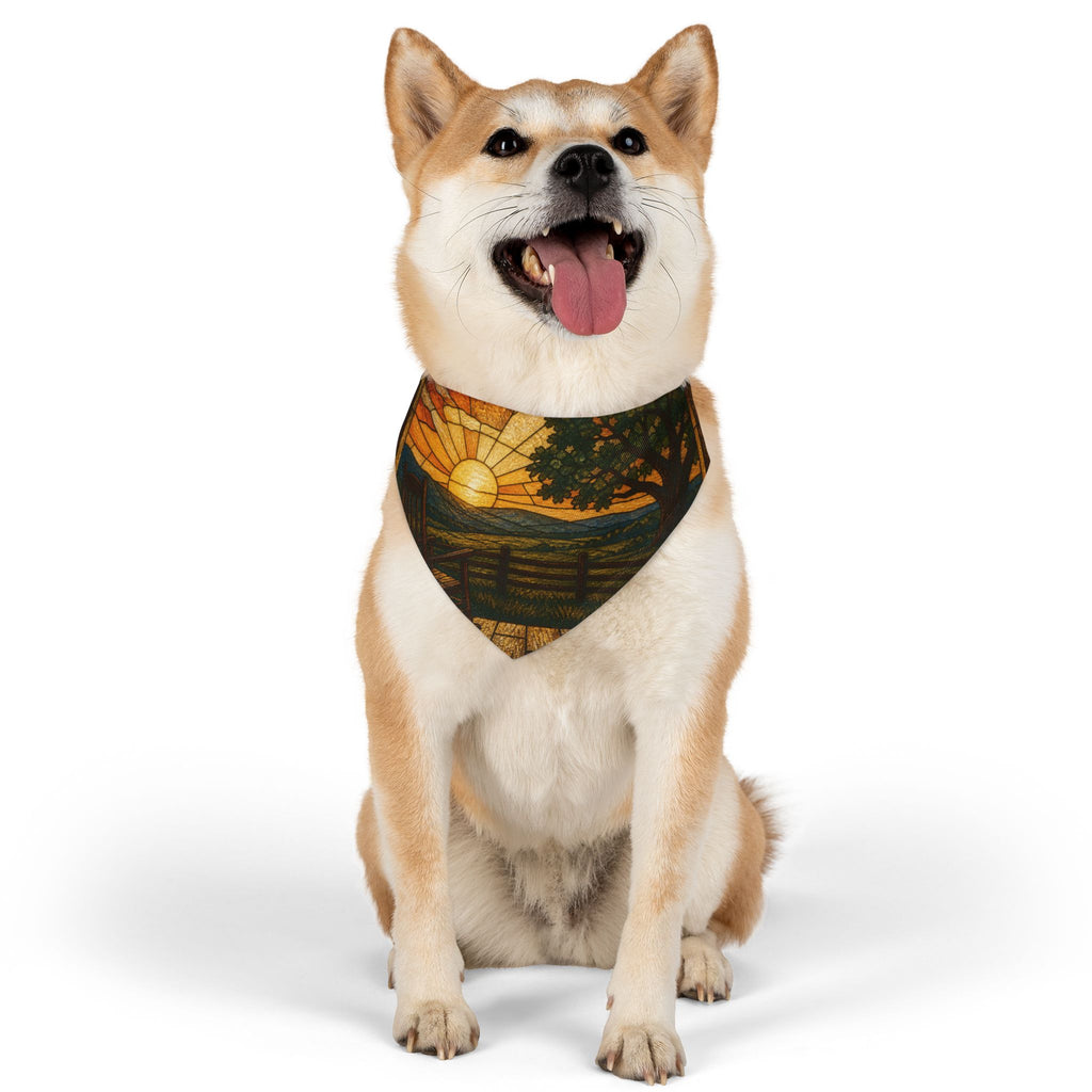 Dog Bandana Collar – Stained Glass Porch Sunrise | Machine-Washable, S–XL