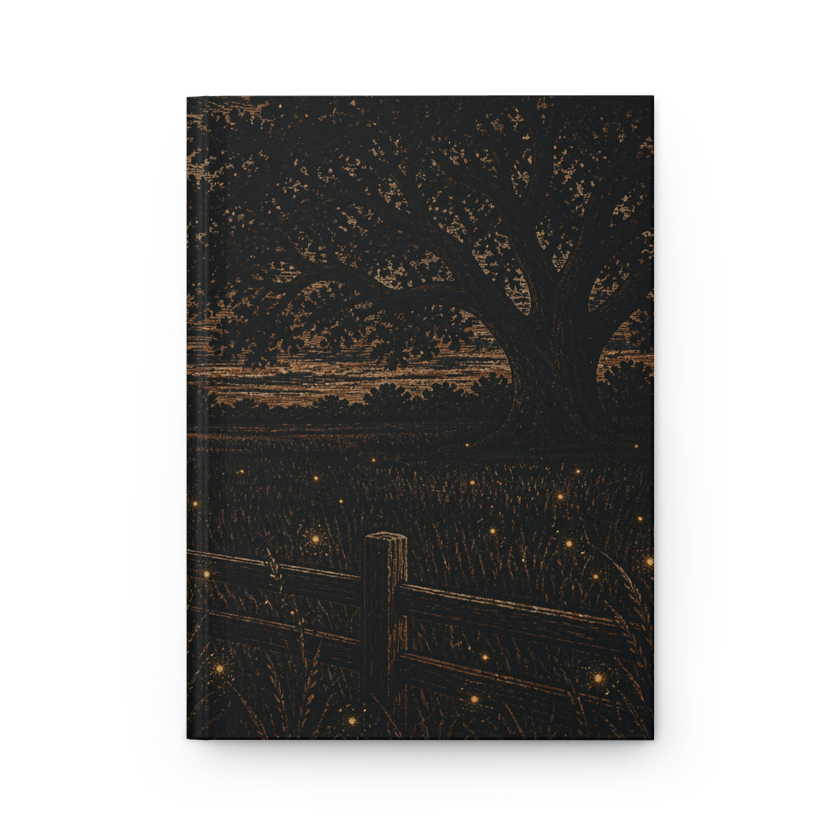 Firefly Hardcover Lined Journal – Night Linocut Fireflies | 150-Page Notebook, 5.75x8