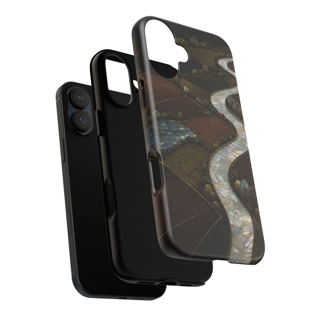 iPhone Case – River Fields Mother of Pearl | Tough Dual-Layer Case, iPhone 11–17