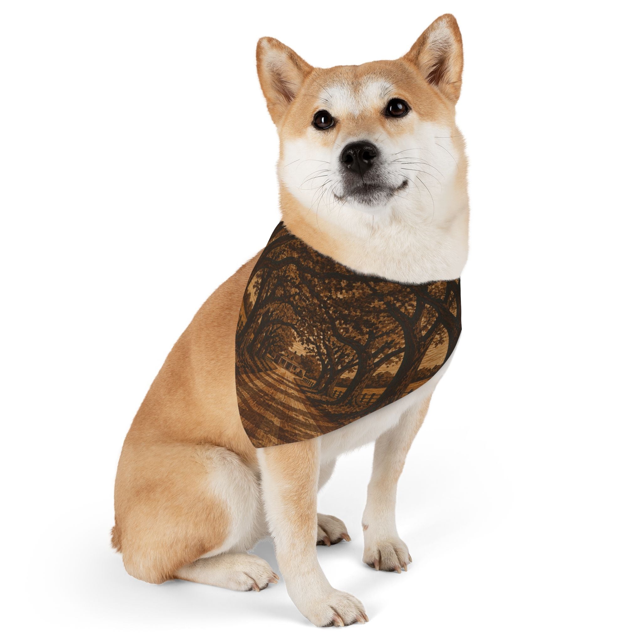 Dog Bandana Collar – Marquetry Live-Oak Lane | Machine-Washable, S–XL