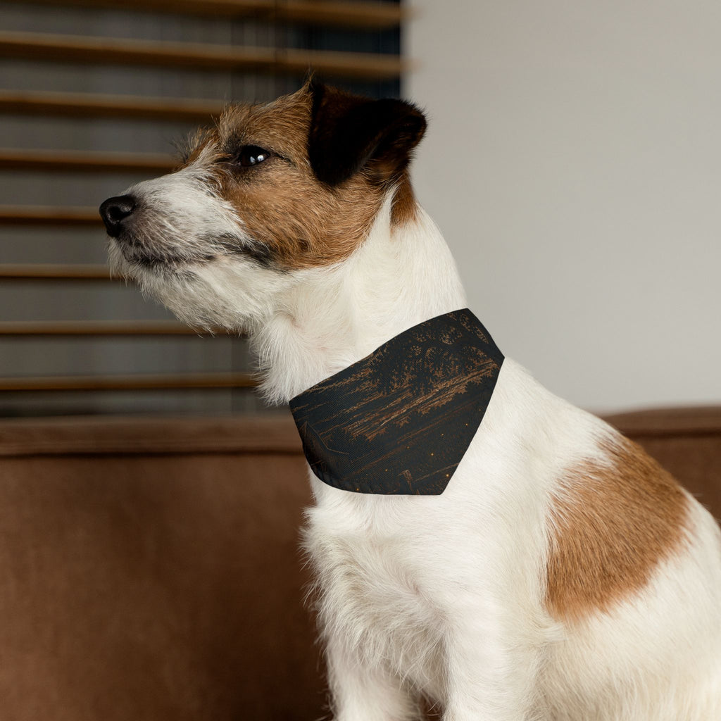 Firefly Dog Bandana Collar – Night Linocut Fireflies | Machine-Washable, S–XL