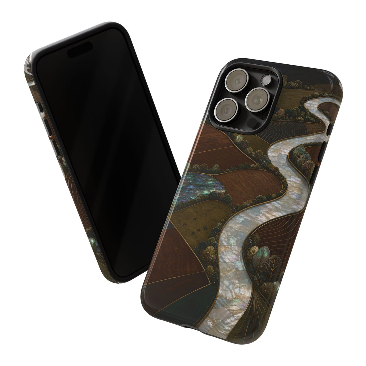 iPhone Case – River Fields Mother of Pearl | Tough Dual-Layer Case, iPhone 11–17