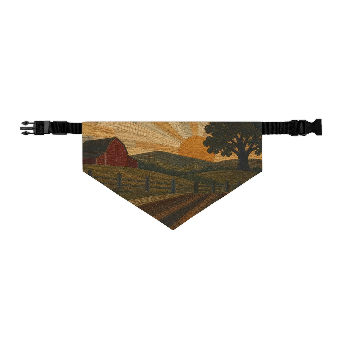 Dog Bandana Collar – Quilted Pasture Sunset | Machine-Washable, S–XL