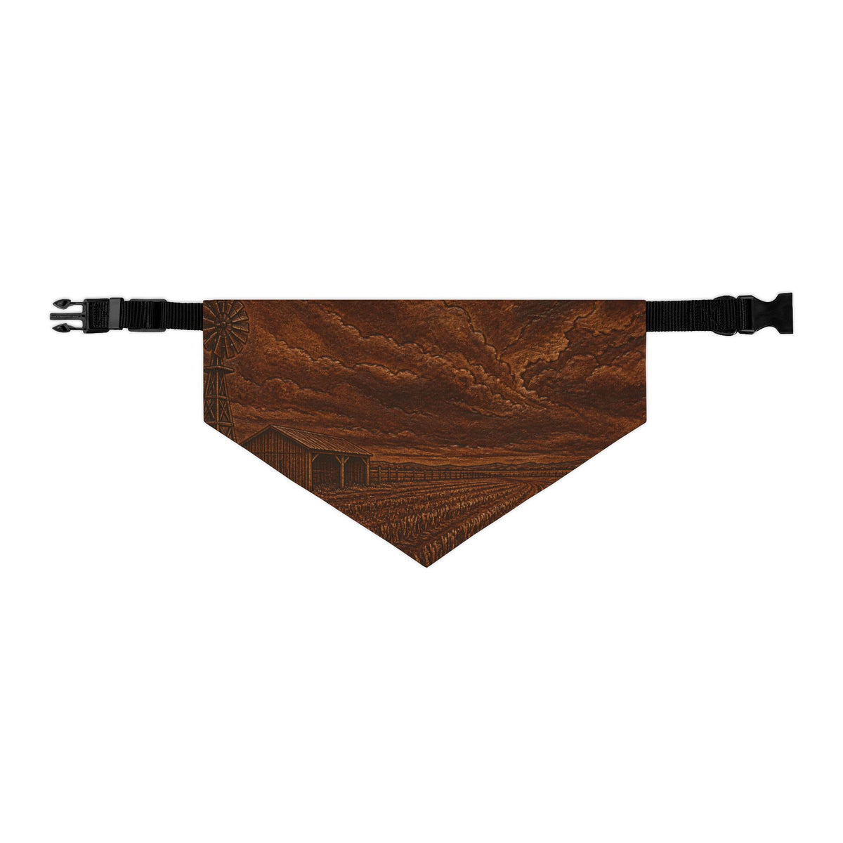 Windmill Dog Bandana Collar – Embossed Leather Windmill | Machine-Washable, S–XL