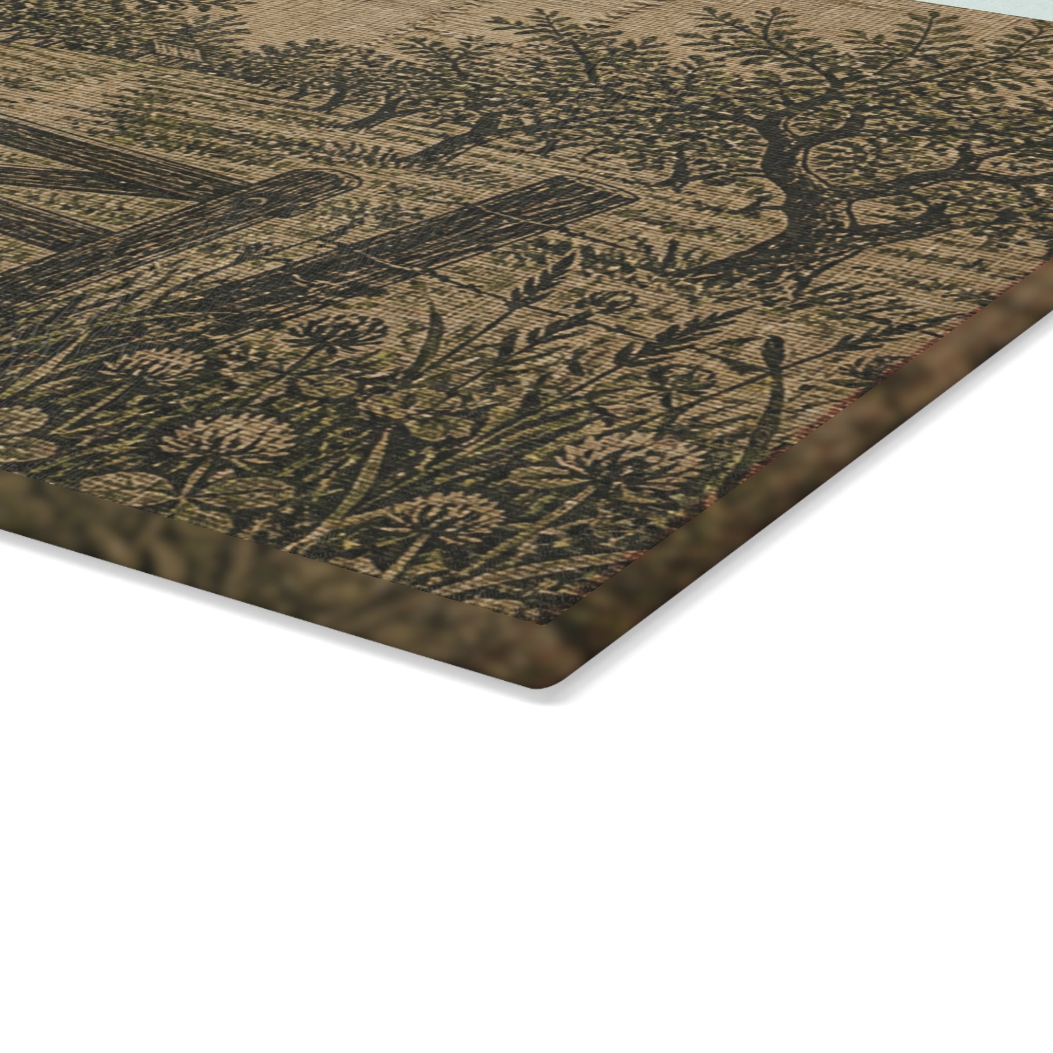 Glass Cutting Board – Grain-Sack Orchard Gate | Tempered Glass Charcuterie & Serving Board