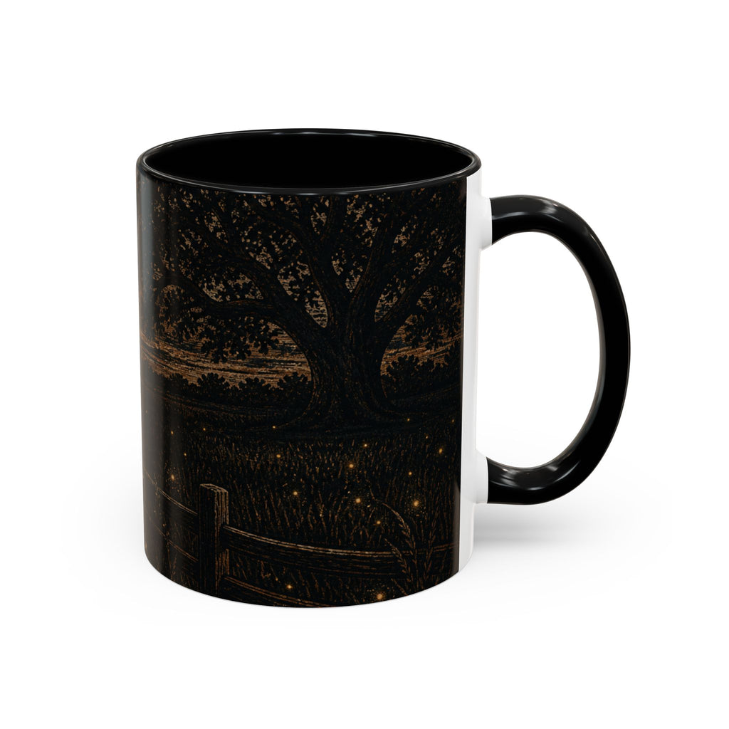 Firefly Farmhouse Coffee Mug – Night Linocut Fireflies | Ceramic Accent Mug, 11oz or 15oz