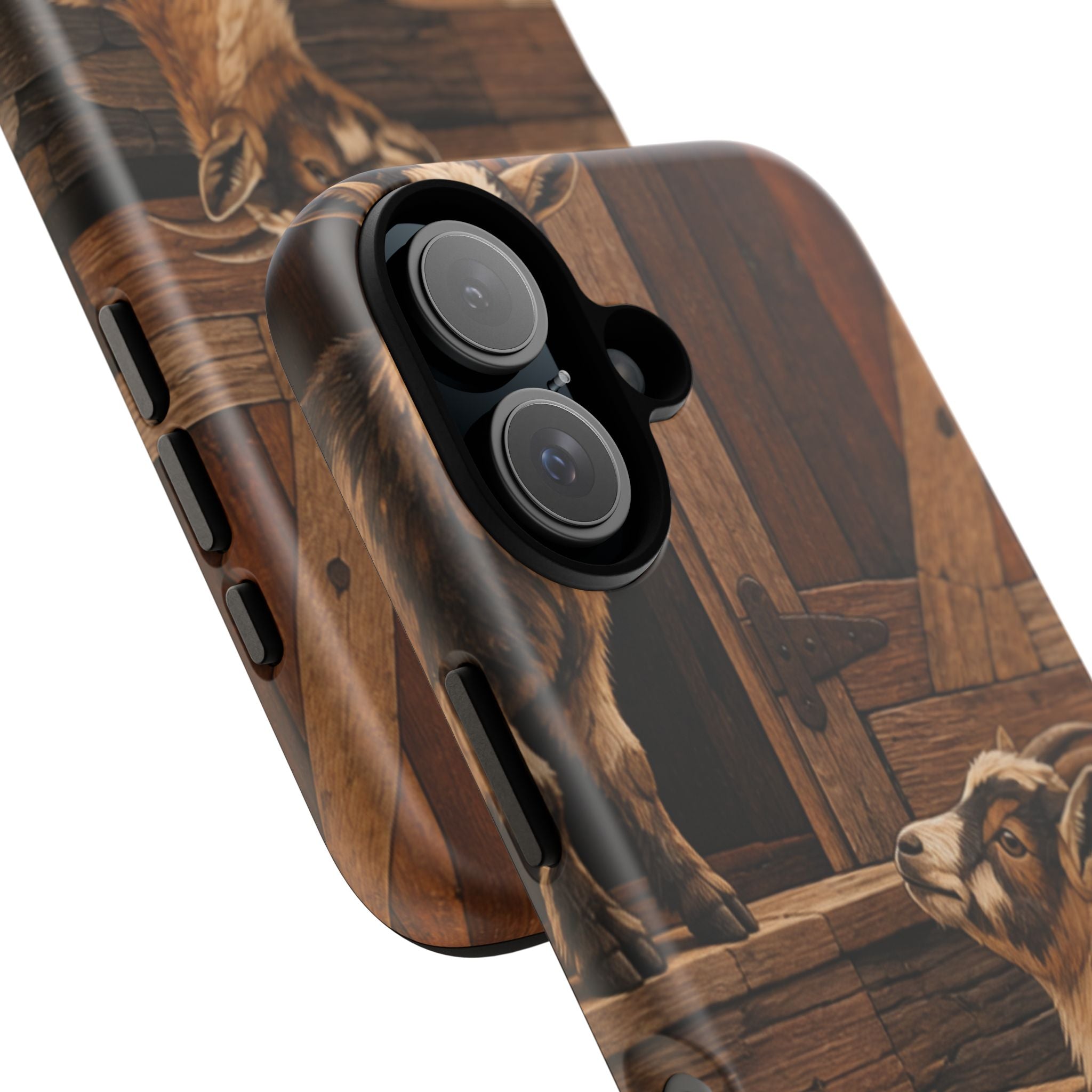 Goat iPhone Case – Pygmy Goats - Marquetry Barn Steps | Tough Dual-Layer Case, iPhone 11–17