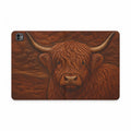 Highland Cow iPad Case – Mini Highland - Tooled Leather Portrait | Vegan Leather Folio with Card Pockets, All iPad Models