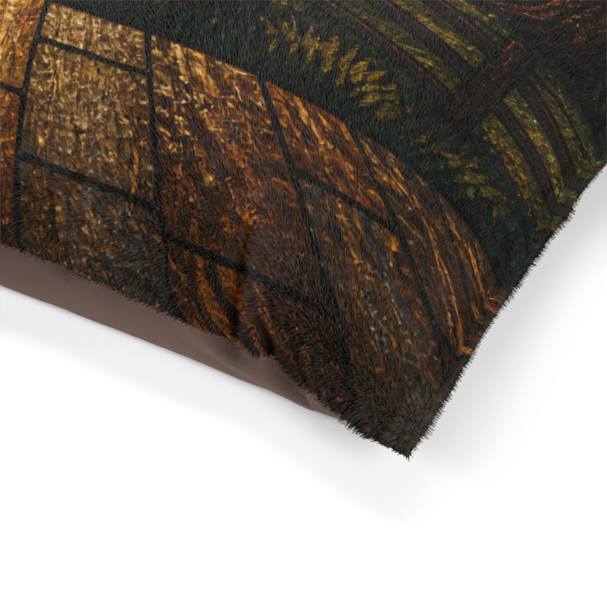 Washable Dog Bed – Stained Glass Porch Sunrise | Soft Fleece Pet Bed, 3 Sizes