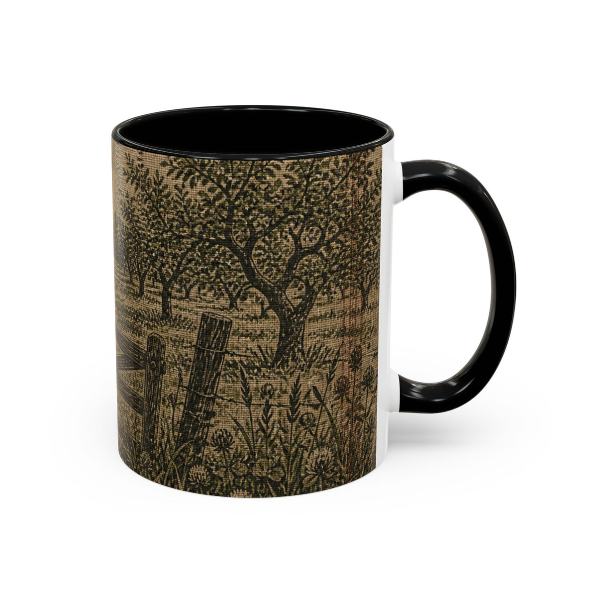Farmhouse Coffee Mug – Grain-Sack Orchard Gate | Ceramic Accent Mug, 11oz or 15oz