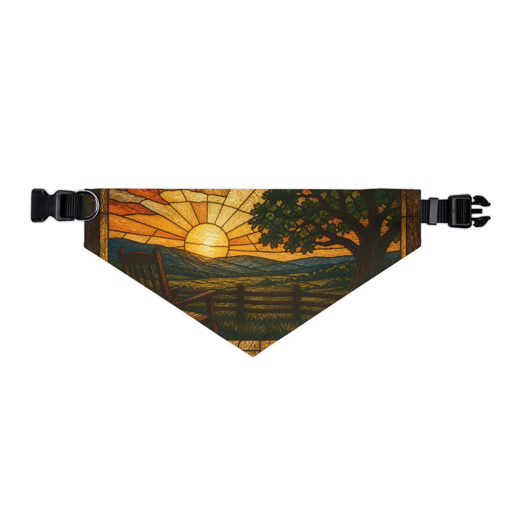 Dog Bandana Collar – Stained Glass Porch Sunrise | Machine-Washable, S–XL