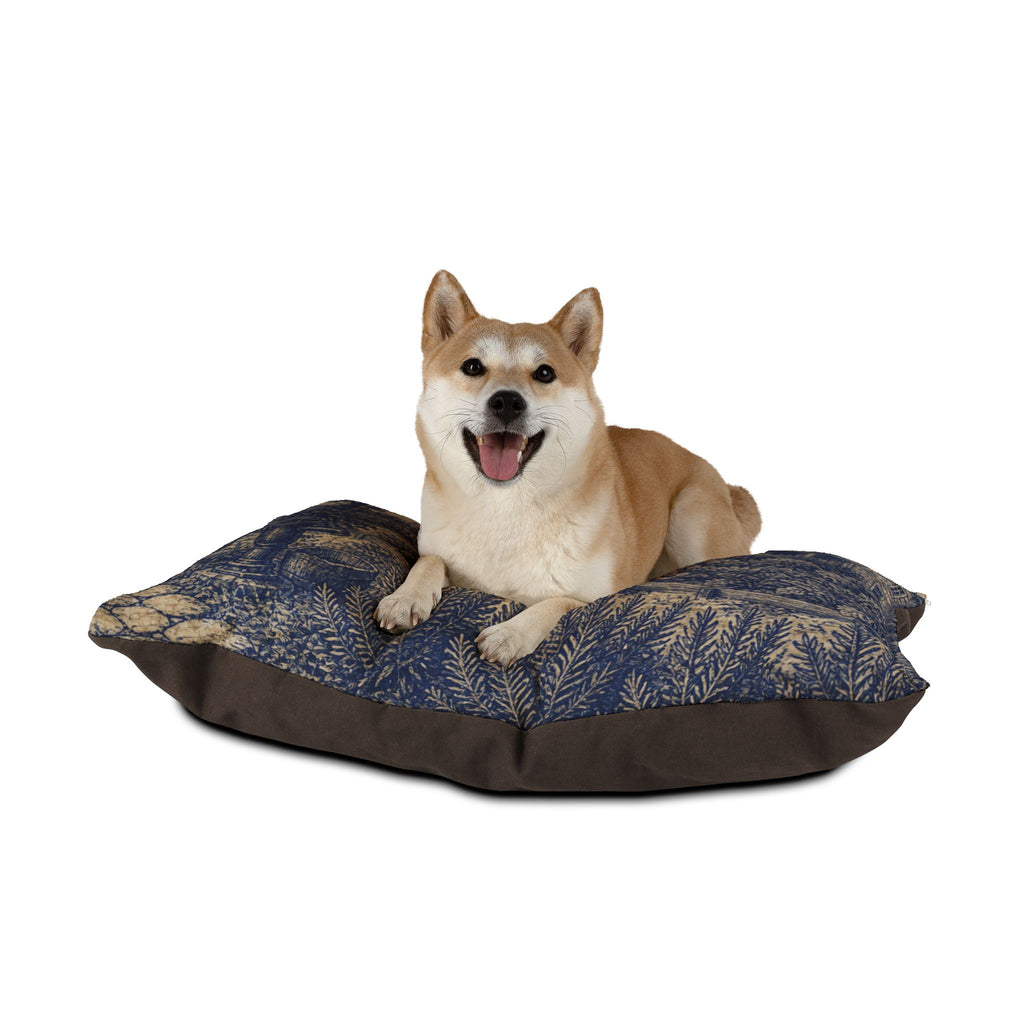 Washable Dog Bed – Transferware Kitchen Garden | Soft Fleece Pet Bed, 3 Sizes