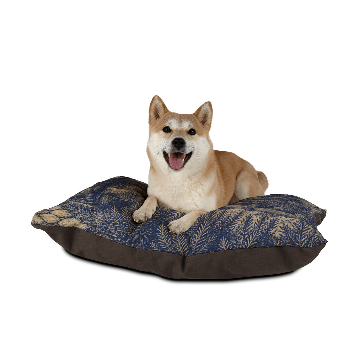 Washable Dog Bed – Transferware Kitchen Garden | Soft Fleece Pet Bed, 3 Sizes
