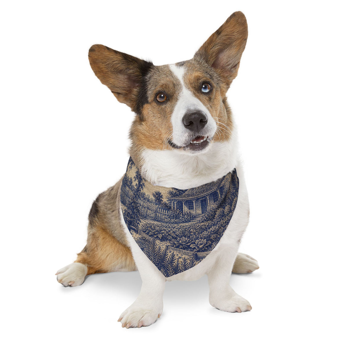 Dog Bandana Collar – Transferware Kitchen Garden | Machine-Washable, S–XL