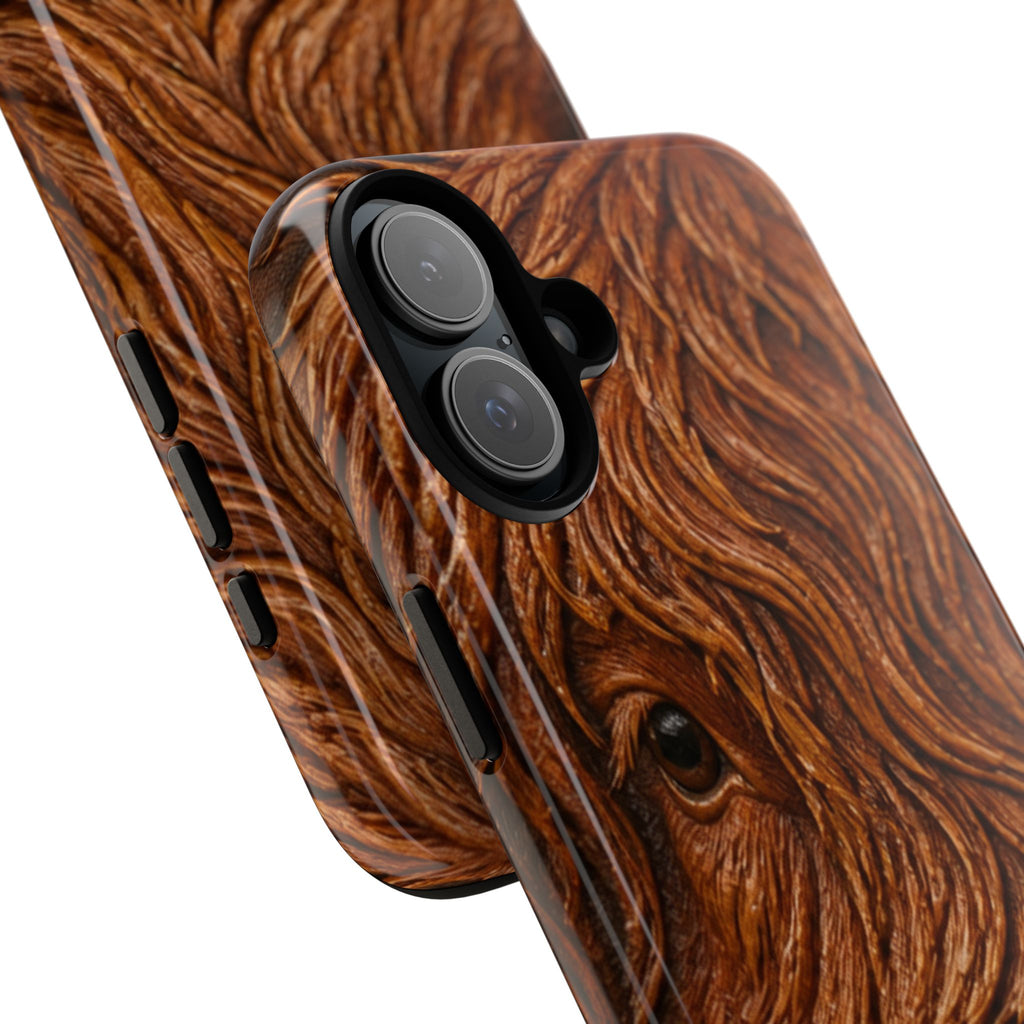 Highland Cow iPhone Case – Mini Highland - Tooled Leather Portrait | Tough Dual-Layer Case, iPhone 11–17