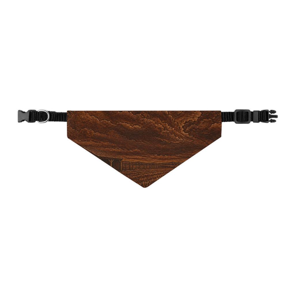 Windmill Dog Bandana Collar – Embossed Leather Windmill | Machine-Washable, S–XL