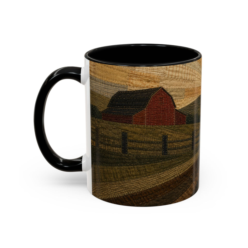 Farmhouse Coffee Mug – Quilted Pasture Sunset | Ceramic Accent Mug, 11oz or 15oz