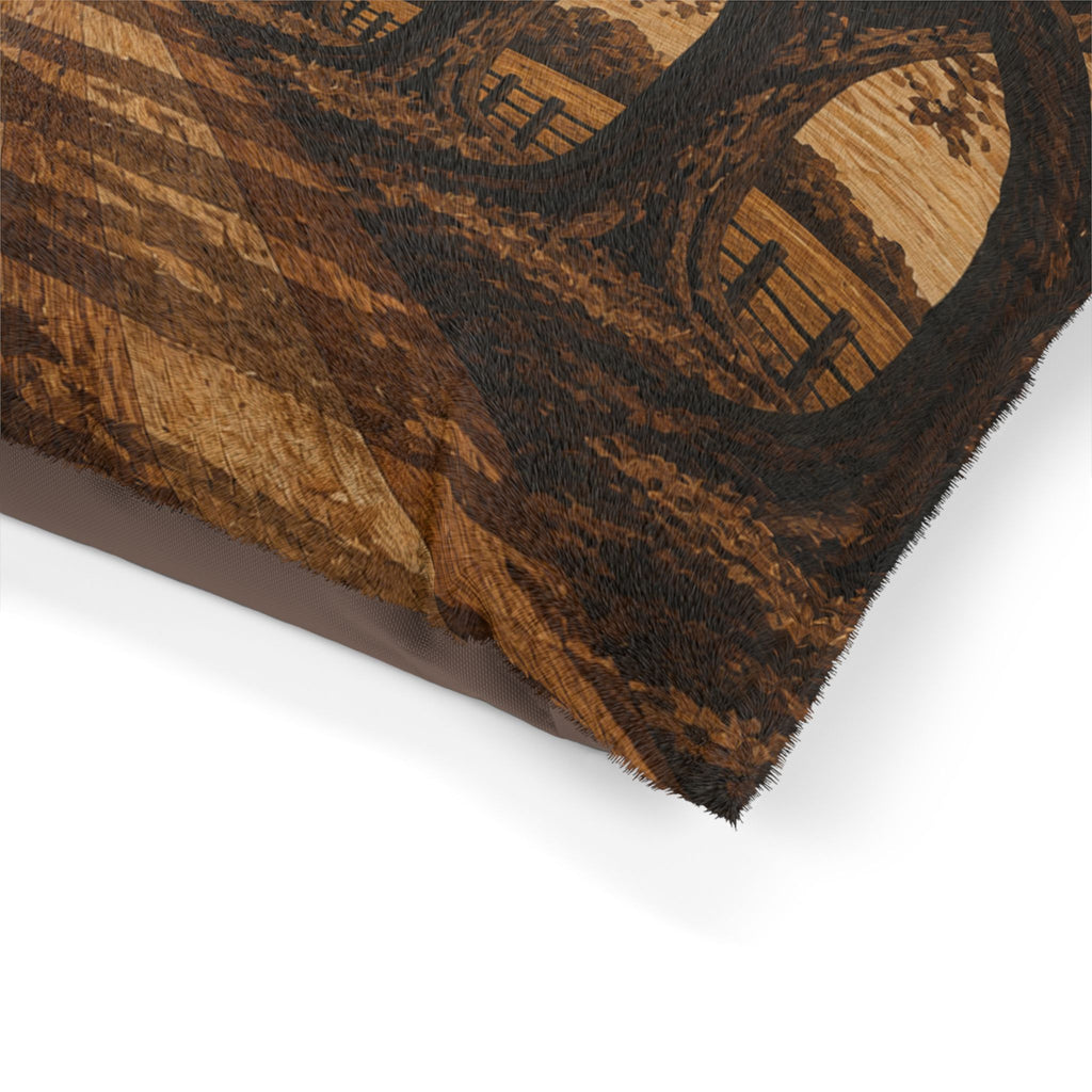 Washable Dog Bed – Marquetry Live-Oak Lane | Soft Fleece Pet Bed, 3 Sizes