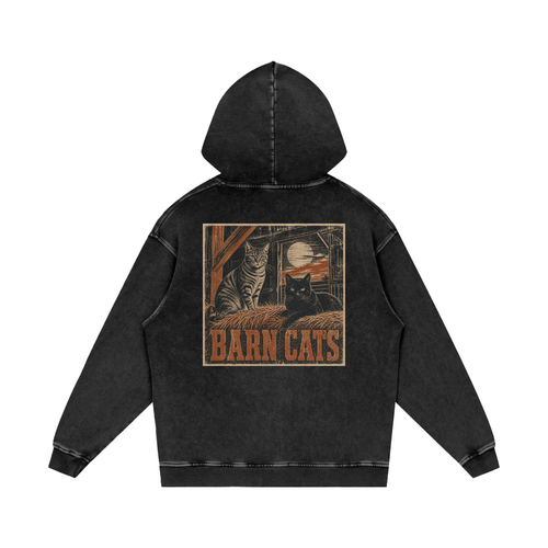 Barn Cats Snow-Washed Hoodie — Porch Dog Supply Co.