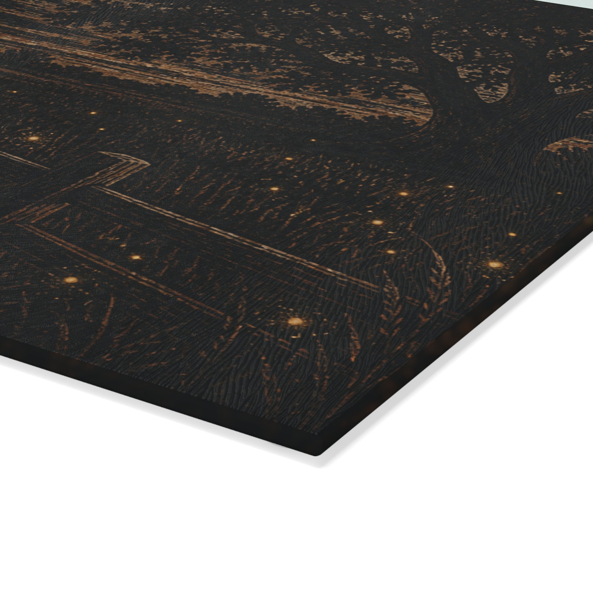 Firefly Glass Cutting Board – Night Linocut Fireflies | Tempered Glass Charcuterie & Serving Board