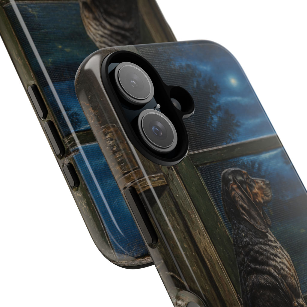 Coonhound Dog iPhone Case – Coonhound at the Screen Door Painted Tin | Tough Dual-Layer Case, iPhone 11–17