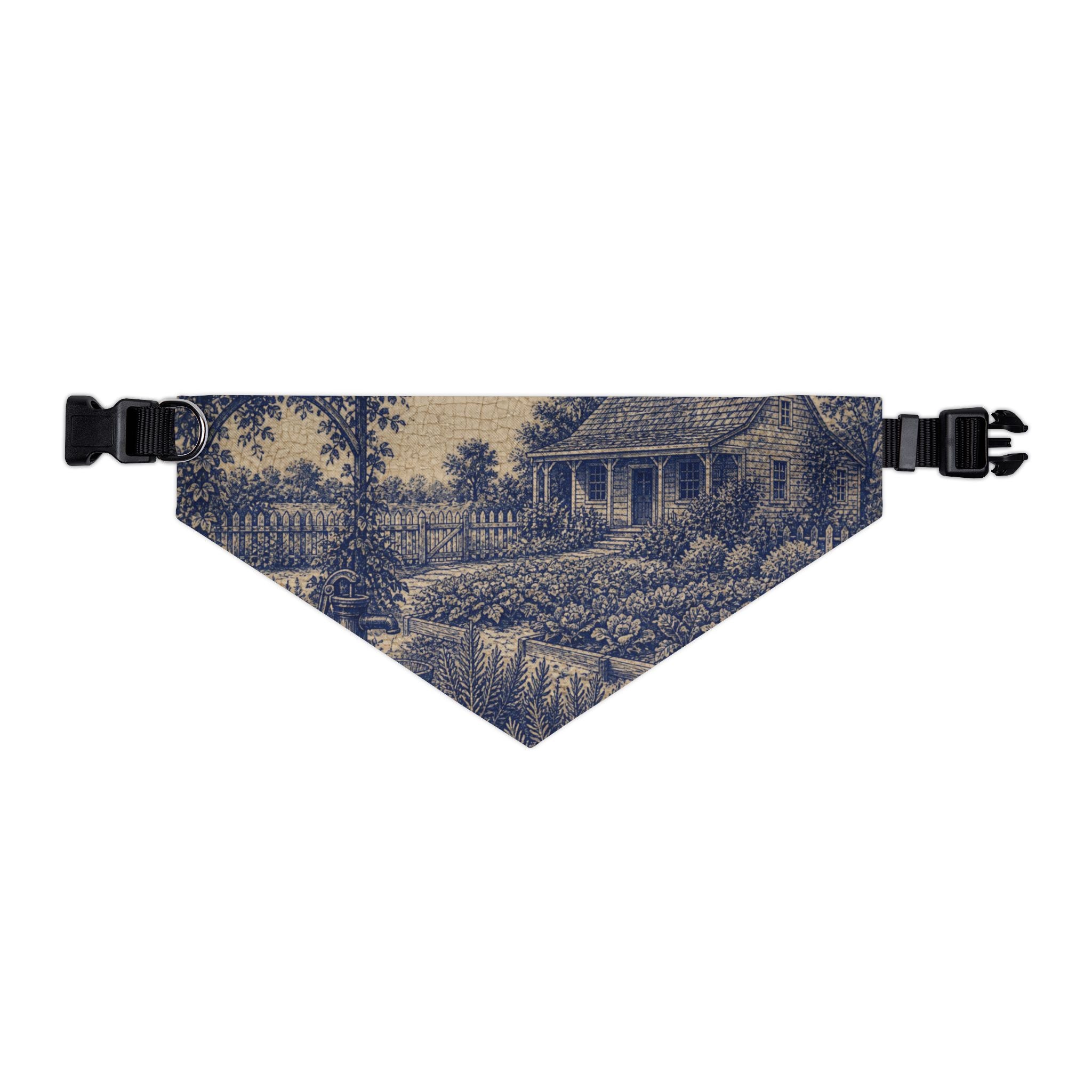 Dog Bandana Collar – Transferware Kitchen Garden | Machine-Washable, S–XL