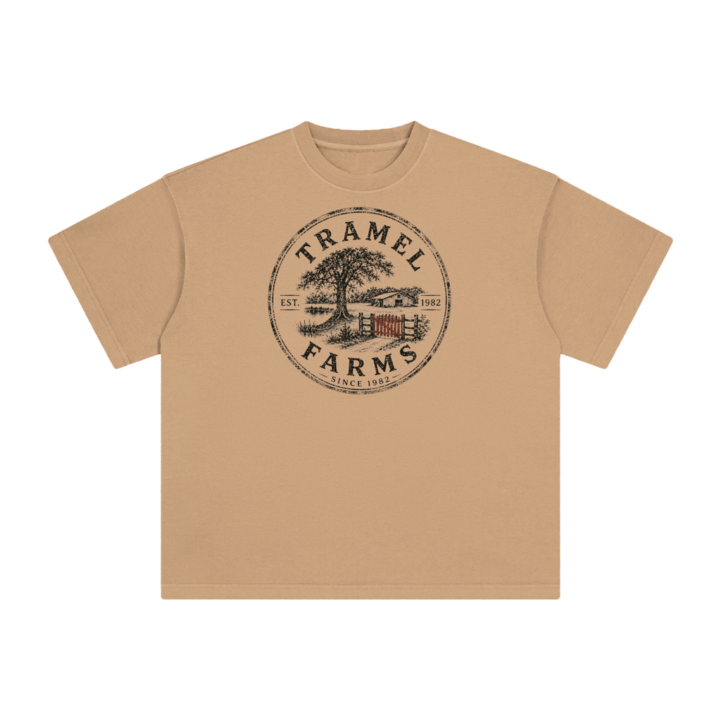 Tramel Farms Badge Tee — Heavyweight Vintage Wash