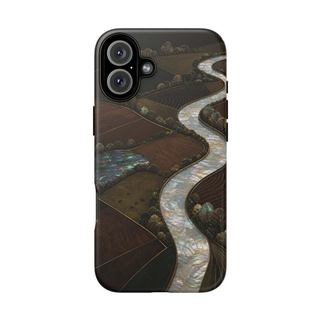 iPhone Case – River Fields Mother of Pearl | Tough Dual-Layer Case, iPhone 11–17