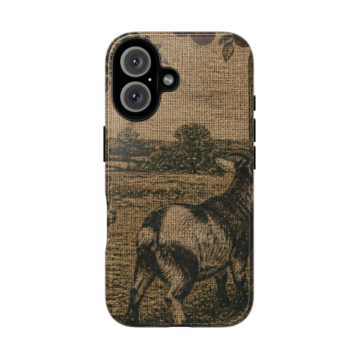 Goat iPhone Case – Pygmy Goats - Grain-Sack Orchard Gate | Tough Dual-Layer Case, iPhone 11–17