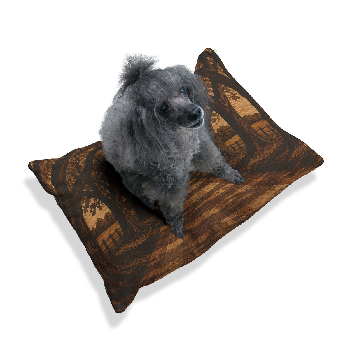 Washable Dog Bed – Marquetry Live-Oak Lane | Soft Fleece Pet Bed, 3 Sizes