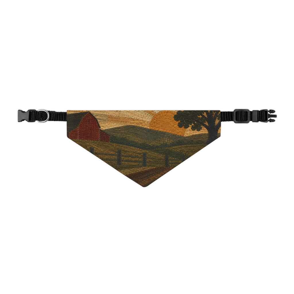Dog Bandana Collar – Quilted Pasture Sunset | Machine-Washable, S–XL