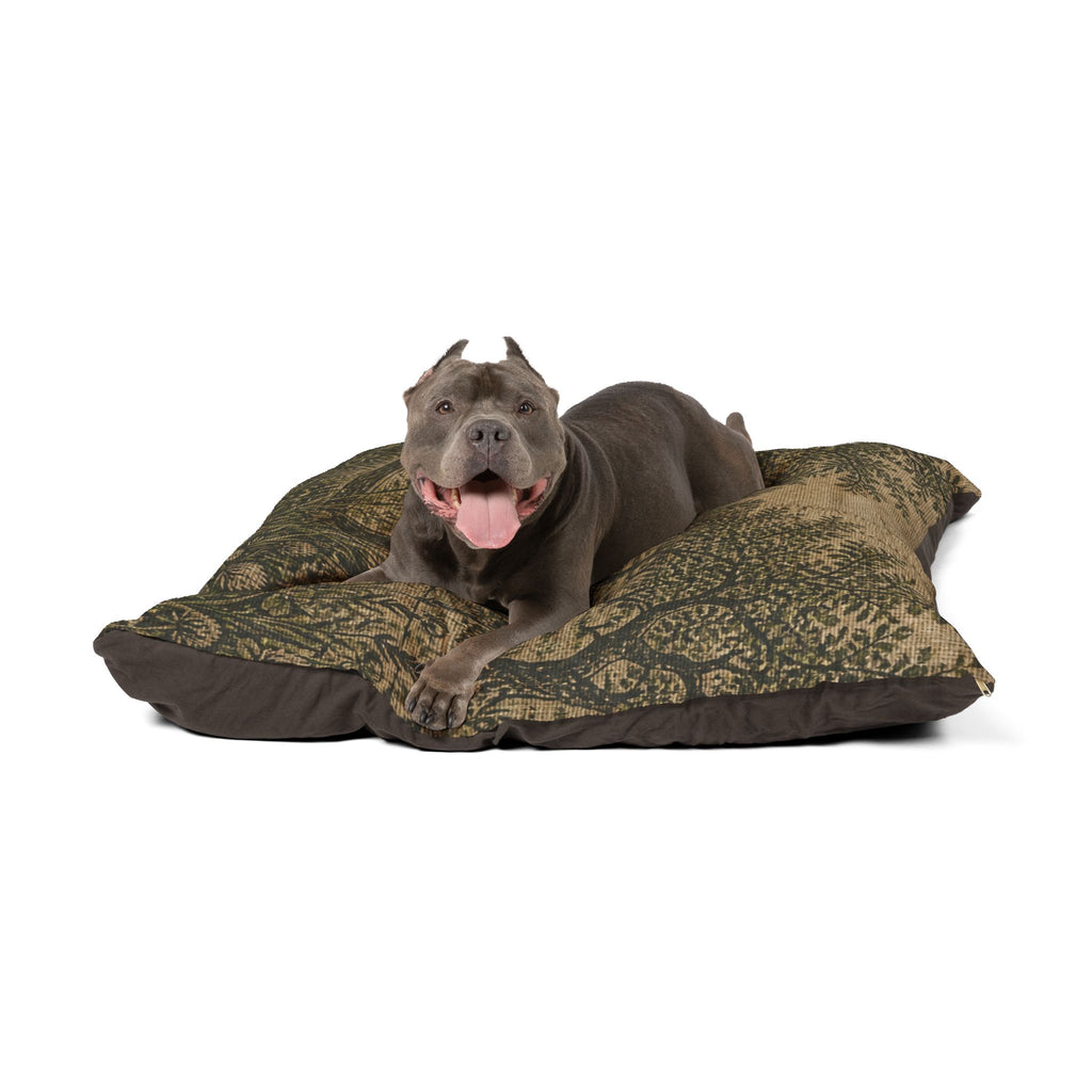 Washable Dog Bed – Grain-Sack Orchard Gate | Soft Fleece Pet Bed, 3 Sizes